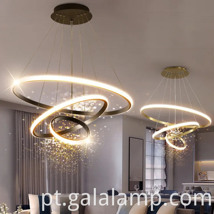 Anel de círculo decorativo de luxo luz pendente para a sala de estar moderna